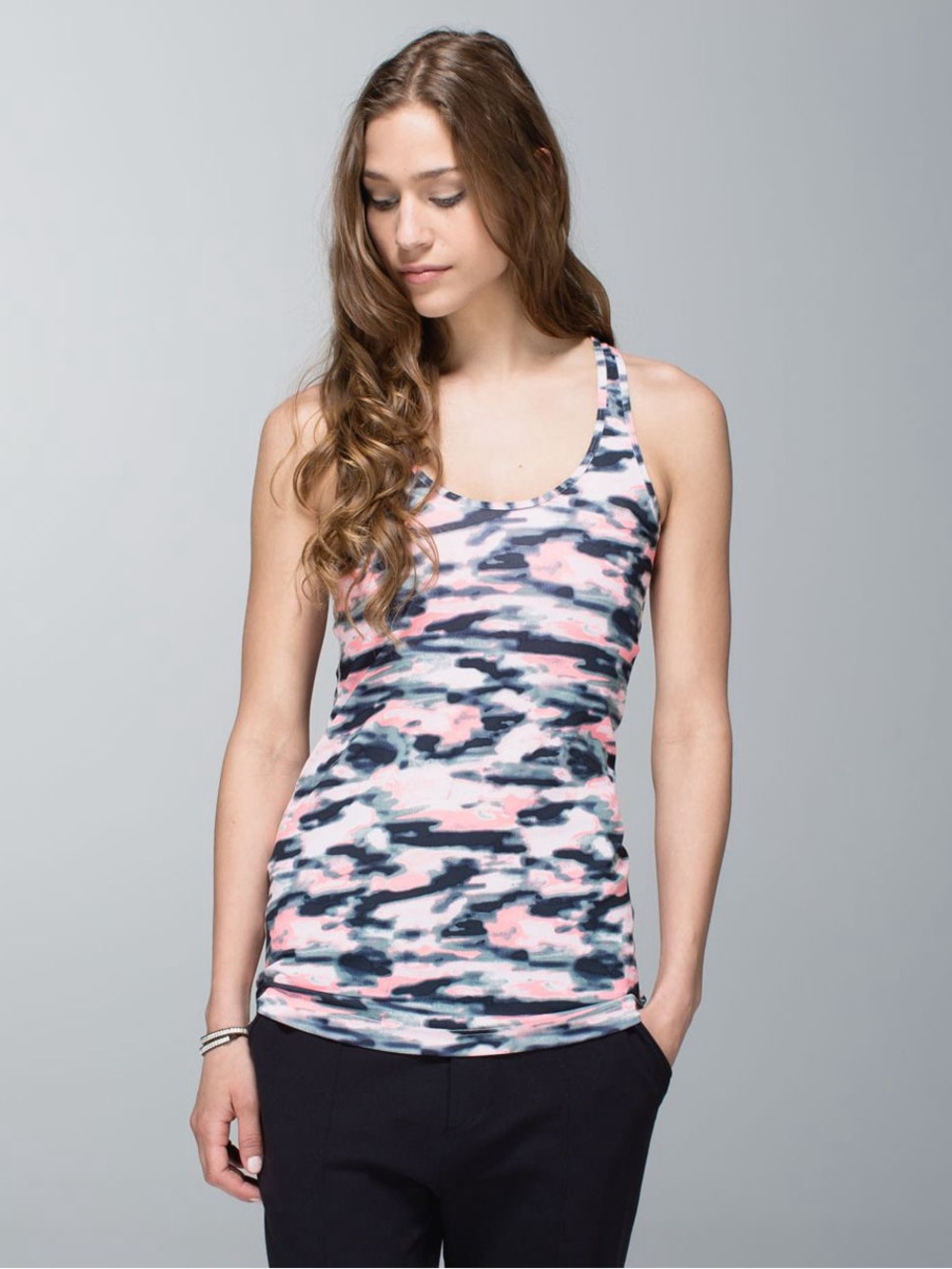lululemon athletica Pink and Black Camo Racerback Tank